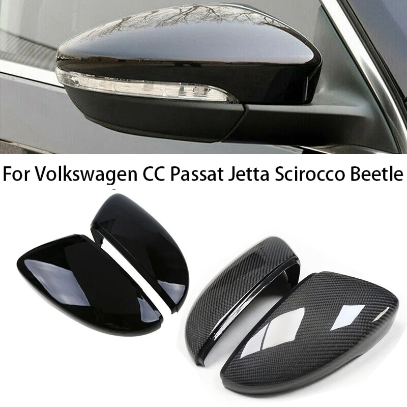 

Pair Black Carbon Pattern Side Wing Rearview Cover For Volkswagen CC Passat Jetta Scirocco Beetle Arteon BORA Mirror Caps