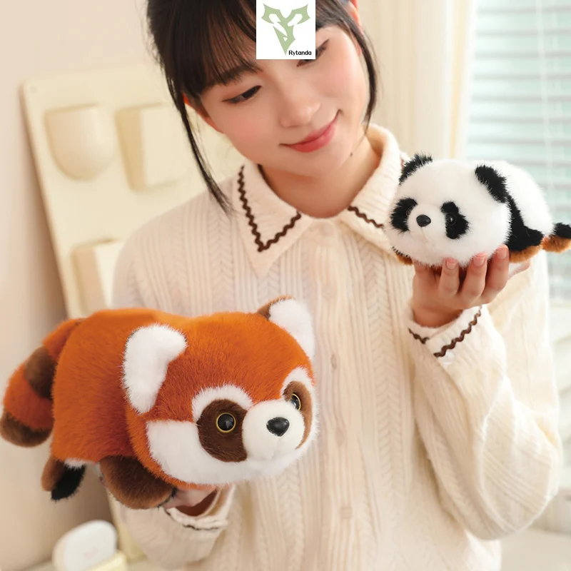 Double-side Flip Panda Red Panda Plushies 2-in-1 cute Raccoon Kawaii Flip Animal Pillow children\'s birthday Graduation gift