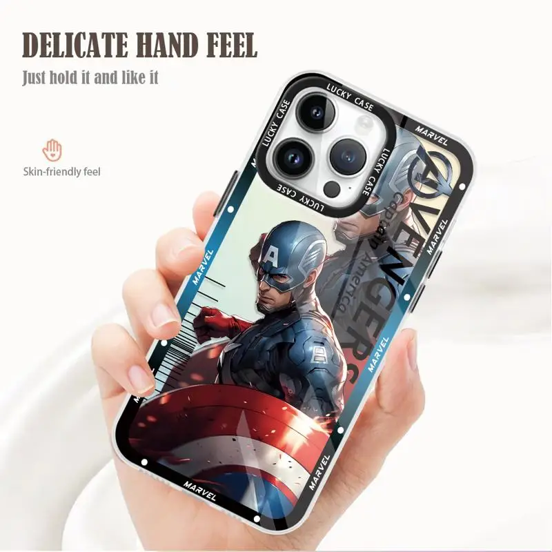 Marvel Cool Spiderman Iron Man for iPhone 15 14 13 12 11 pro Max XS XR X 7 8 Iridescent Laser Clear Gradient Matte Phone Case