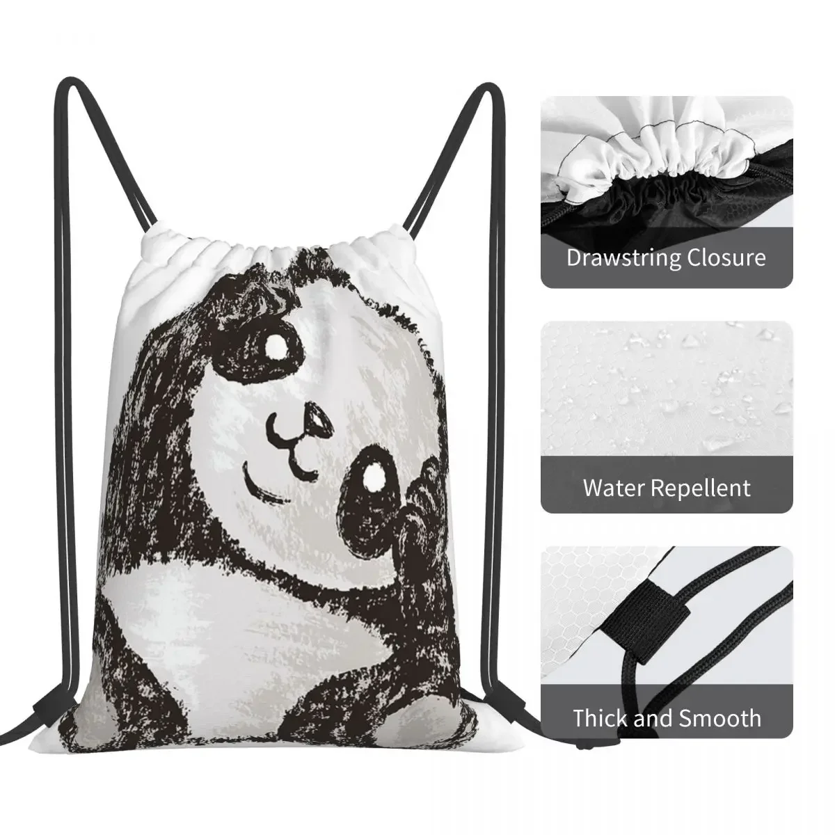 Mochila multifuncional Cute Panda, Sacos de cordão portáteis, Bundle Pocket, Sports Bag, Bookbag para homens e mulheres, Mochilas escolares