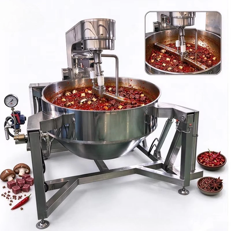 Customize Semi Automatic Tilting Planetary Jacketed Kettle, Stainless Steel Steam Heating Mixing Pot For Sauce Paste Jam Cooking