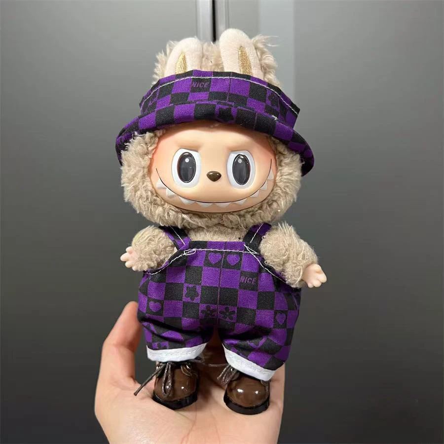 17cm Doll Clothes Fit For Labubu Toys,Figures Doll Accessories Fashion Little Clothes Rompers with Hat,Ideal Gifts for Kids