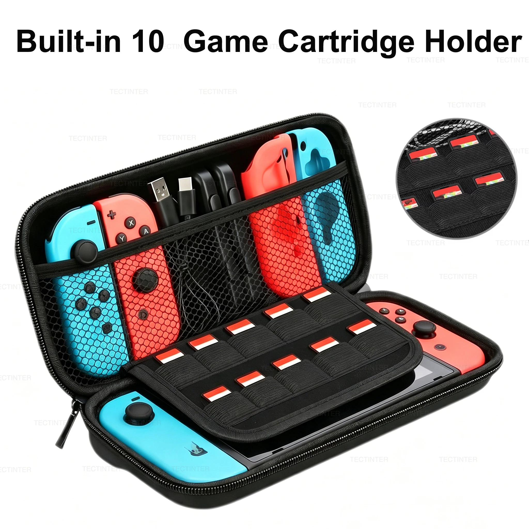 Portable Storage Bag for Nintendo Switch & Switch OLED Console Carrying Protective Case with 10 Cards Slots for NS Accessories image 3