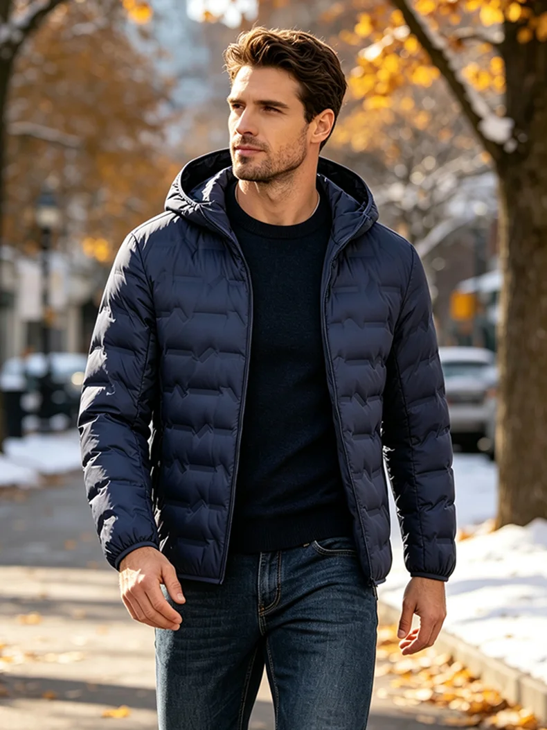 EUMERGX Herren Daunenjacke Winter Warme Entendaunen Leichte Polsterjacke Camping Klettern Trekking Graphen-Futter Mantel – Detail 11