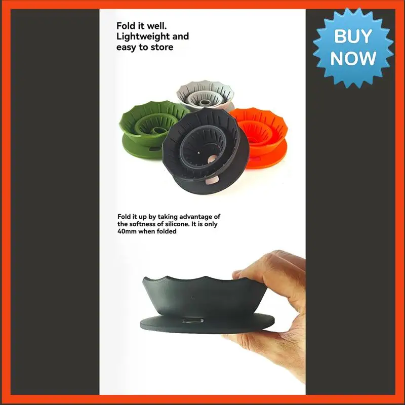 BISM 접이식 커피 찌꺼기 위에 부어 여행 캠핑 사무실을위한 실리콘 캠핑 커피 필터 Hom 커피 액세서리 오렌지