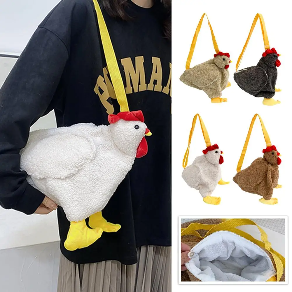 Cute Plush Chicken Bag For Girls Birthday Gifts Shoulder New Large Capacity Crossbody Stuffed Dolls Creative Handbags Bags