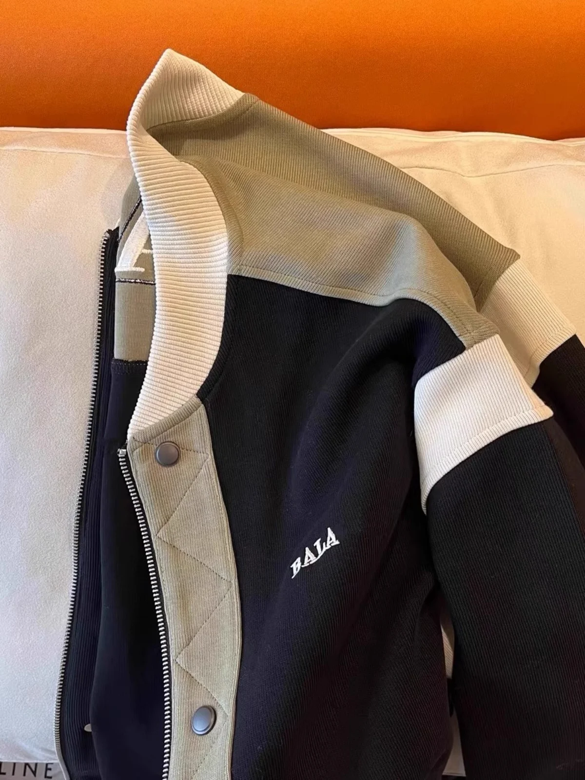 Retro Sli Color Blo Pilot Jaet Luźna kurtka wierzchnia na jesień i zimę, modny trend, uniwersalna, pasująca do różnych stylów, damska i męska.