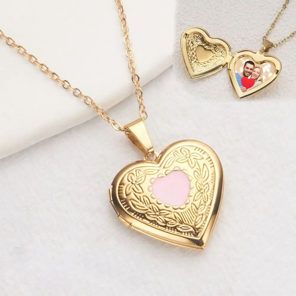 Openable Photo Picture Locket Necklace DIY Necklace Valentine\'s Day Heart Locket Necklace Friendship Necklace