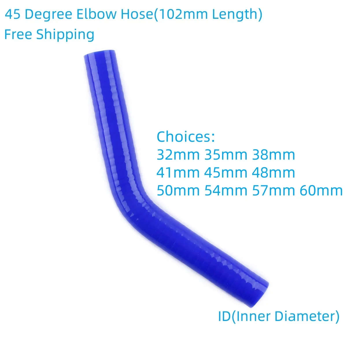 

45 Degree Elbow General Blue Silicone Coolant Intercooler Pipe Tube ID 32mm 35mm 38mm 41mm 45mm 48mm 50mm 54mm 57mm 60mm 3PLY