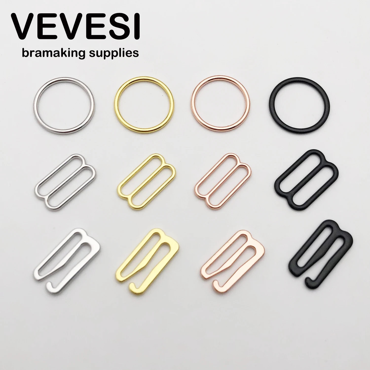 

100PCS Bra Ring Slider Hook Strap Nickel-free Lingerie Shoulder Adjusters Buckle Garment Making DIY Accessories