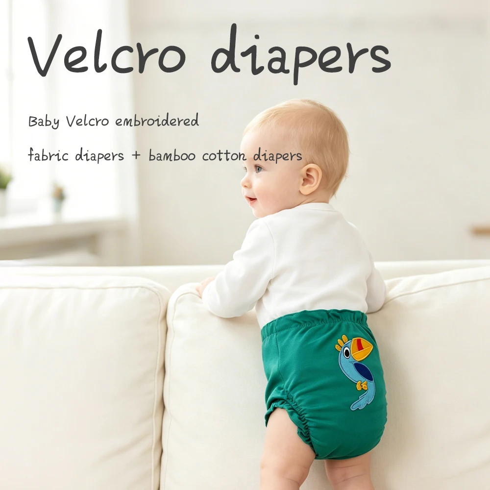 One Set Baby Diaper Washable Reusable Solid Colors Nappies Eco Friendly Baby Cloth Diaper Adjustable Baby Fraldas With Insert