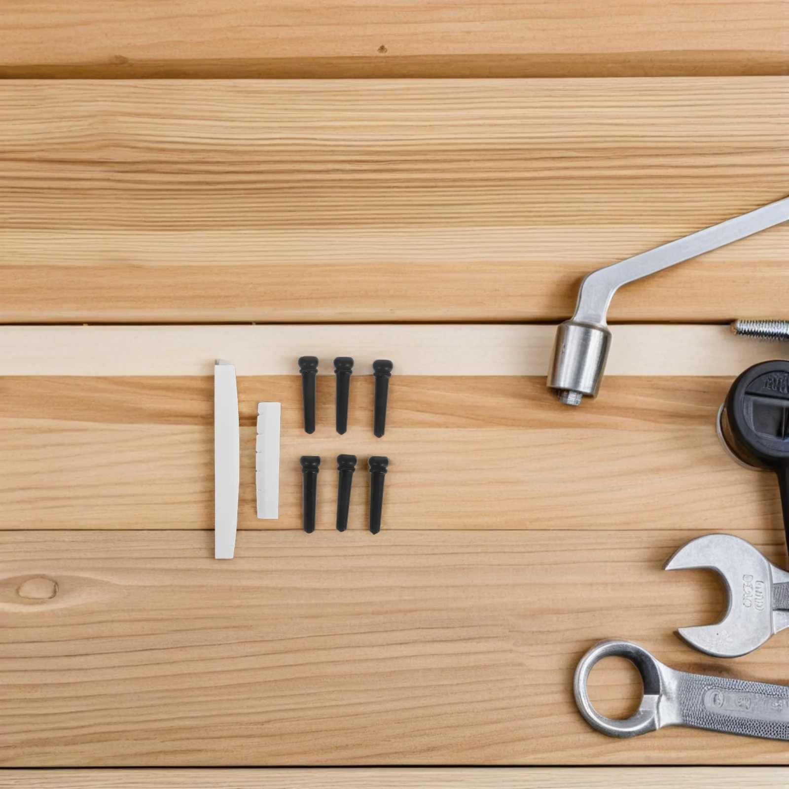 

1Set Acoustic Guitar Repair Parts Kit Bone Nut Saddle Ebony Bridge Pins Replacement Accessories for Guitar Maintenance