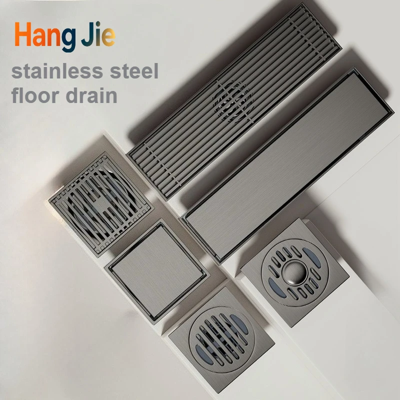 gray 10cm square floor drain, kitchen/washing machine floor drain, rectangular hiddensuitable for drain pipe 50mm-75mm