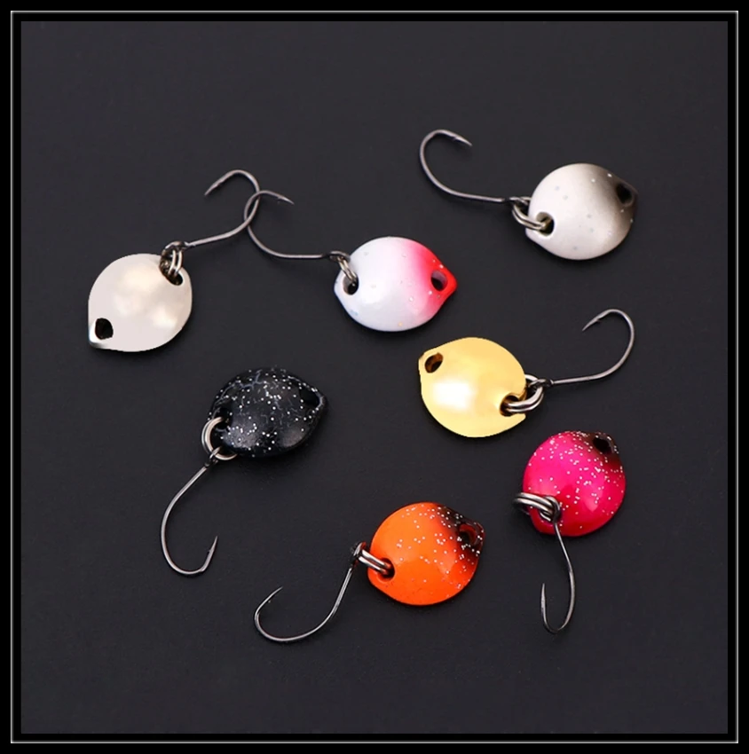MUKUN 7 Teile/los Micro Forelle Löffel Angeln Locken 1,8g/14mm Harten Köder Künstliche Köder Kleine Harte pailletten Spinner Angelgerät – Detail 1