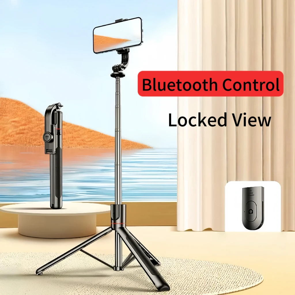 Tripé portátil para selfie stick, luz de preenchimento de beleza ajustável, controle remoto Bluetooth para iPhone Samsung phone