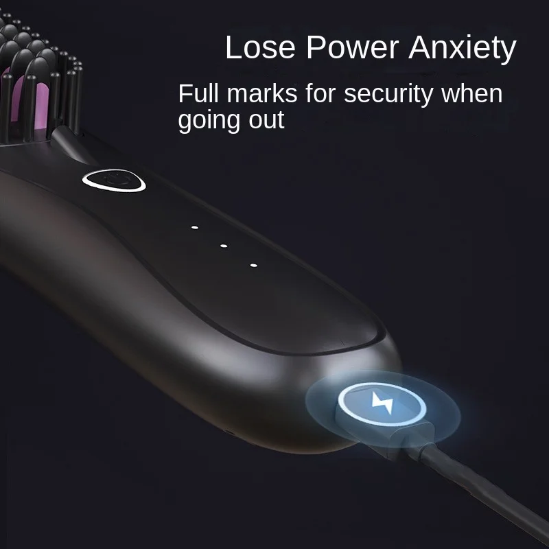 مشط صغير لاسلكي 2 في 1 لتجعيد الشعر المستقيم واستقامة الشعر، فرشاة مستقيمة بالأيونات السالبة للاستخدام المنزلي في الفنادق