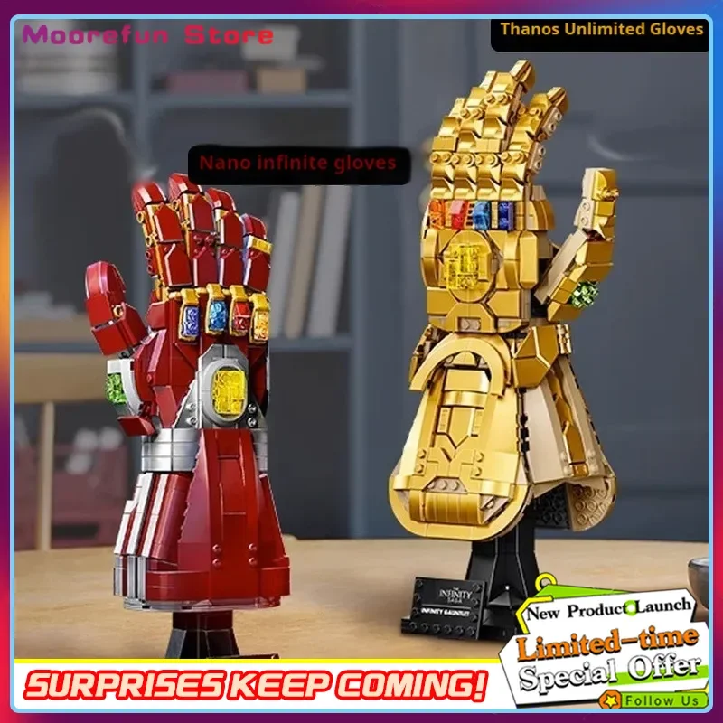 أعجوبة 32 سنتيمتر الشكل كتل الطوب اللعب الرجل الحديدي نانو القفاز ثانوس إنفينيتي قفازات البناء البلاستيك الرجل الحديدي لتقوم بها بنفسك لغز نموذج