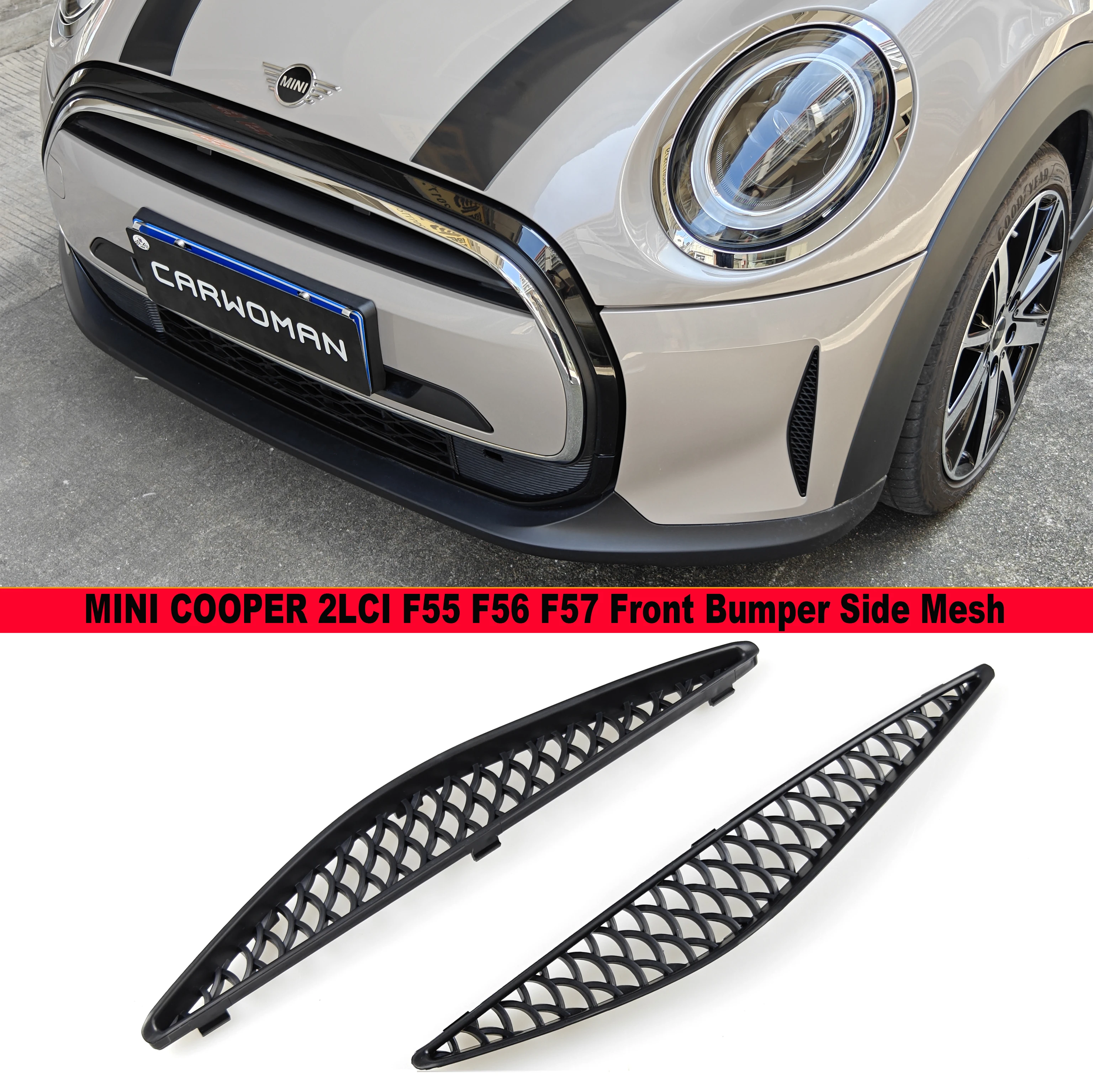 Click On Type Plastic Bumper Grill Mesh Side Vent Cover Frame Trim Replacement 2022 LCI2 Cooper S Model For Mini Cooper F55 F56