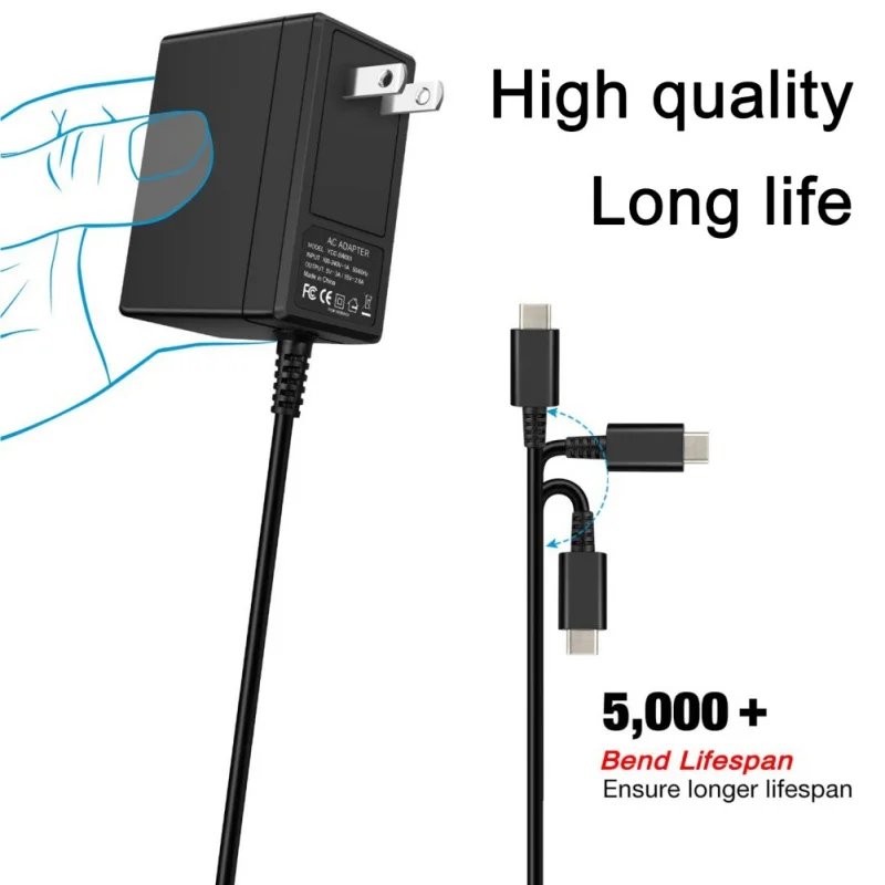 10W US Plug Fast Charger USB Type C Charging Adapter Cable for Nintendo Switch Console Wall Power Supply NOT Support TV Mode