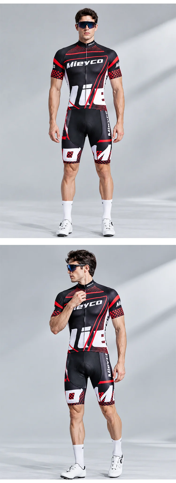Atmungsaktives Radtrikot-Set für Herren, Trainingsanzug, MTB-Rennsport, Fahrrad-Outfit, kurze Fahrradbekleidung, Sommer – Detail 10
