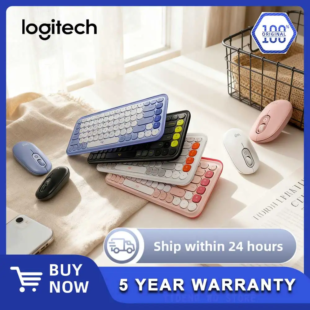 Logitech POP ICON Combo, Kombinasi Keyboard dan Mouse Bluetooth, Pengetikan Nyaman, Tombol dan Keypad yang Dapat Diprogram