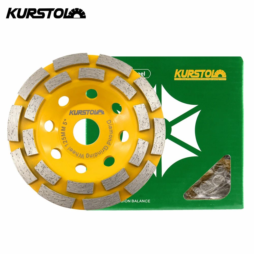 

KURSTOL Diamond Double Row Grinding Cup Wheel 1pc 125mm Grinding Disc Polishing Concrete Masonry Granite Marble Abrasive Disc