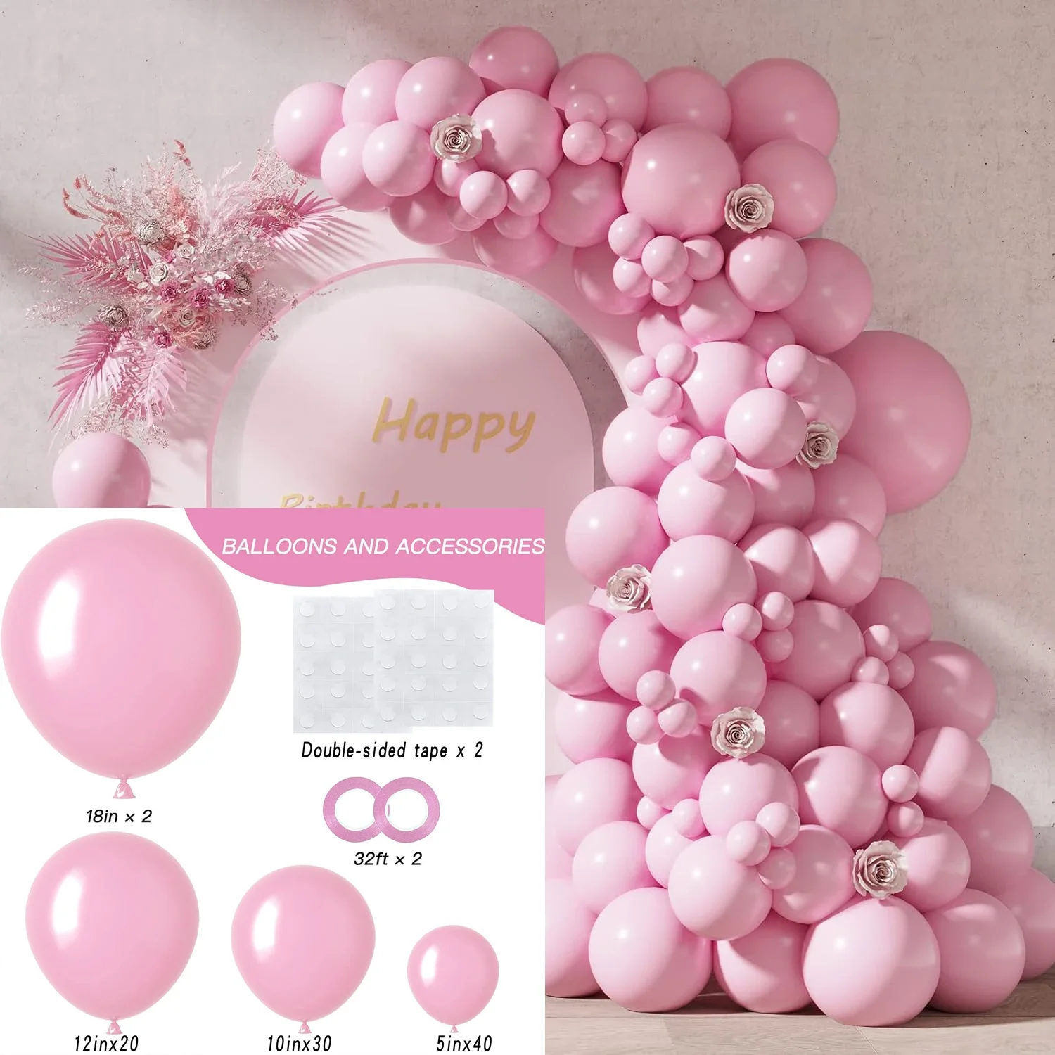 96-teiliges Macaron-Pastell-Ballonset - Regenbogenfarbene Latexballons für Geburtstag, Hochzeit, Babyparty, Partydekoration – Detail 3