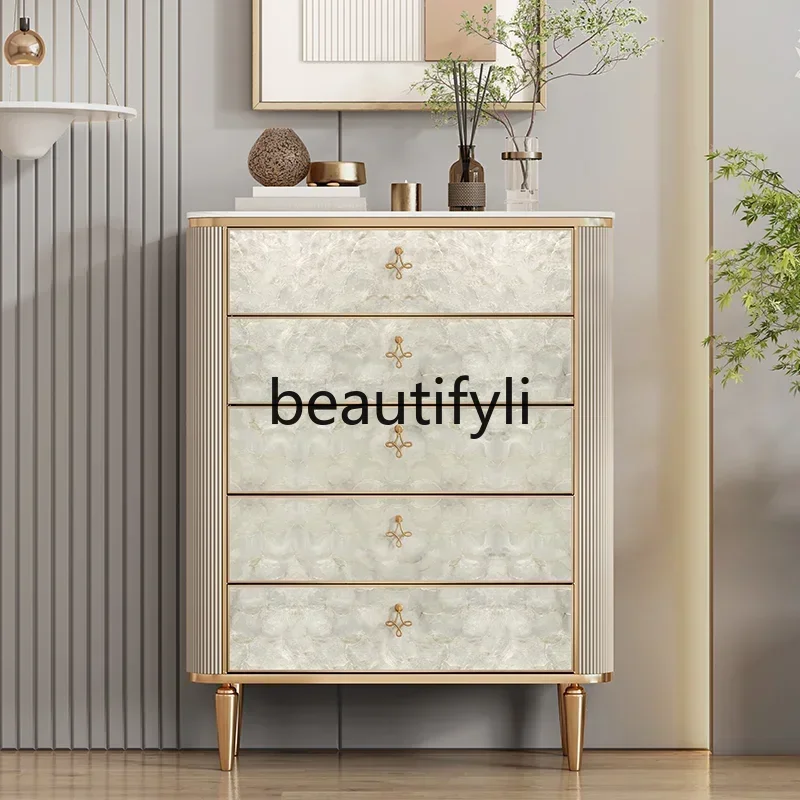 New arrive American light luxury chest of drawers, entrance cabinet, bedroom storage cabinet, shell decorative drawer cabinet