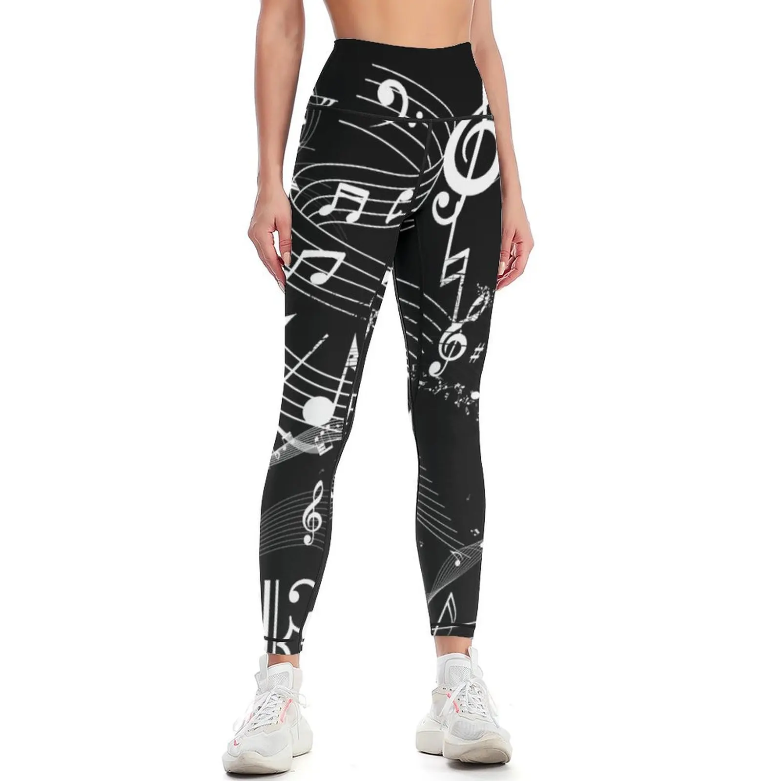 

Music Everywhere. Musical Sound in Notation Original Graphic Art Leggings sports for push up Womens Leggings