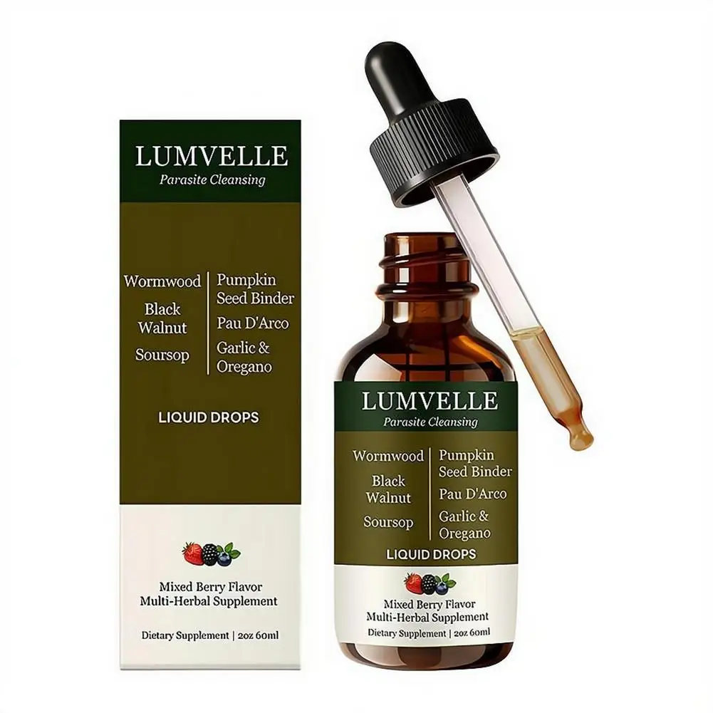 60ml Lumvelle Multi Plant Mixed Intestinal Care Drops,Wormwood Black Walnut Body Care Supplement Ampoule Body Relief Care Drops