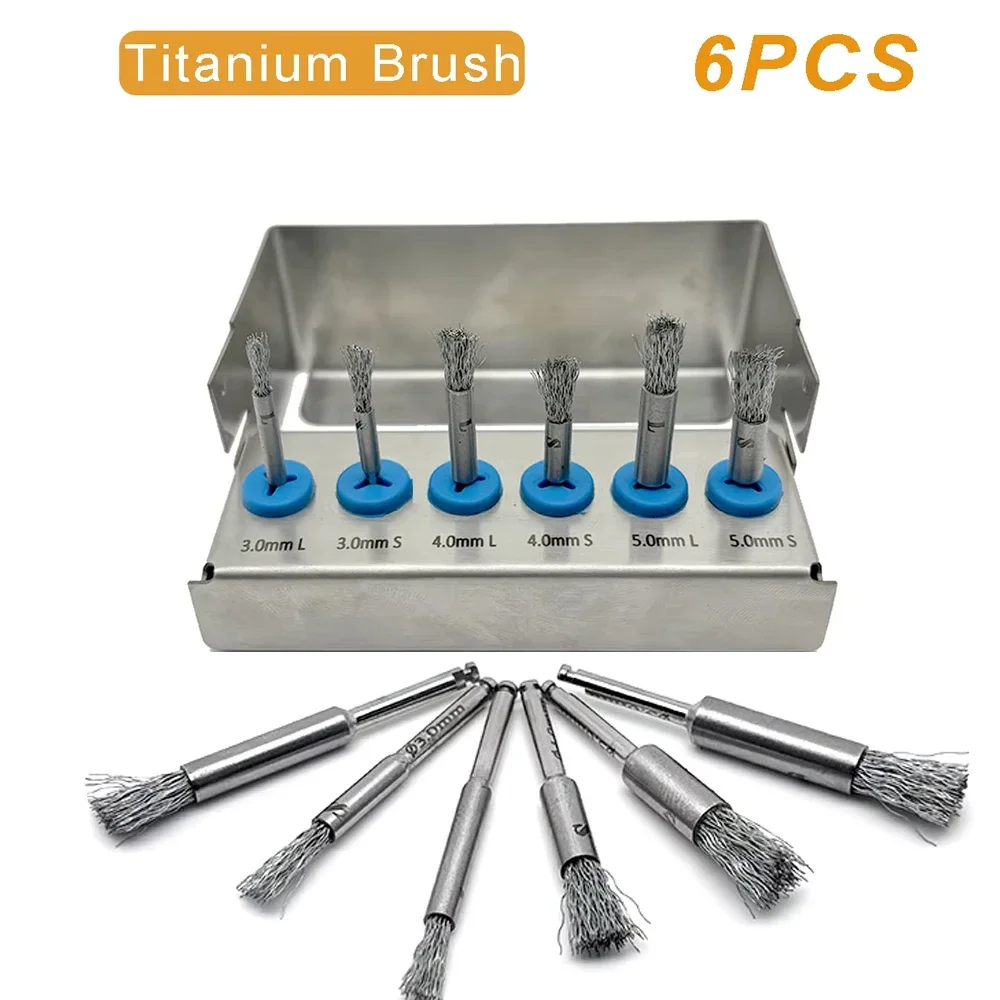 Titanium Implant Cleaning Brushes 6PCS Non-Scratch for Peri-implantitis Debridement and Abutment Maintenance