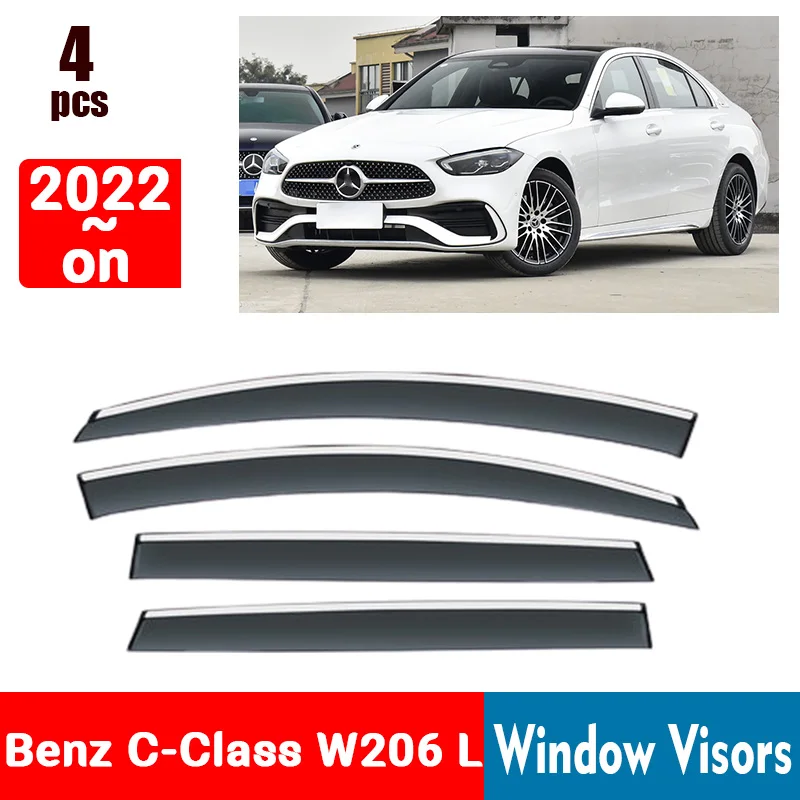 FOR Benz C-Class W206 L 2022-On Window Visors Rain Guard Windows Rain Cover Deflector Awning Shield Vent Guard Shade Cover Trim