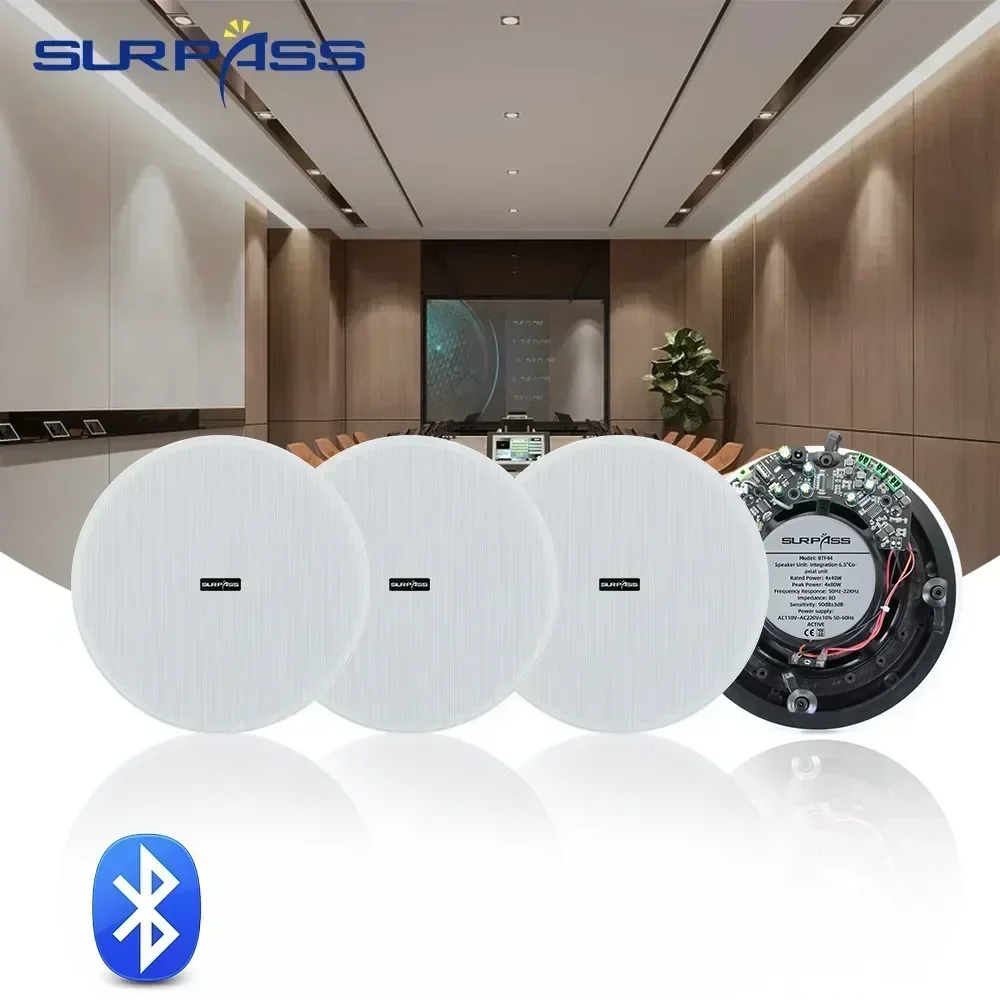 6.5inch 40W Ceiling Speaker Bluetooth in Ceiling Wall Roof Audio Speakers Built-in Class D Amplifier Home Theater Sound System