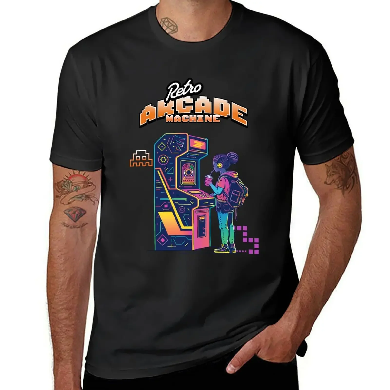 A Walk Down Memory Lane: Relive the Golden Age of Arcade in Digital Art T-Shirt graphic shirts man t shirt mens white t shirts