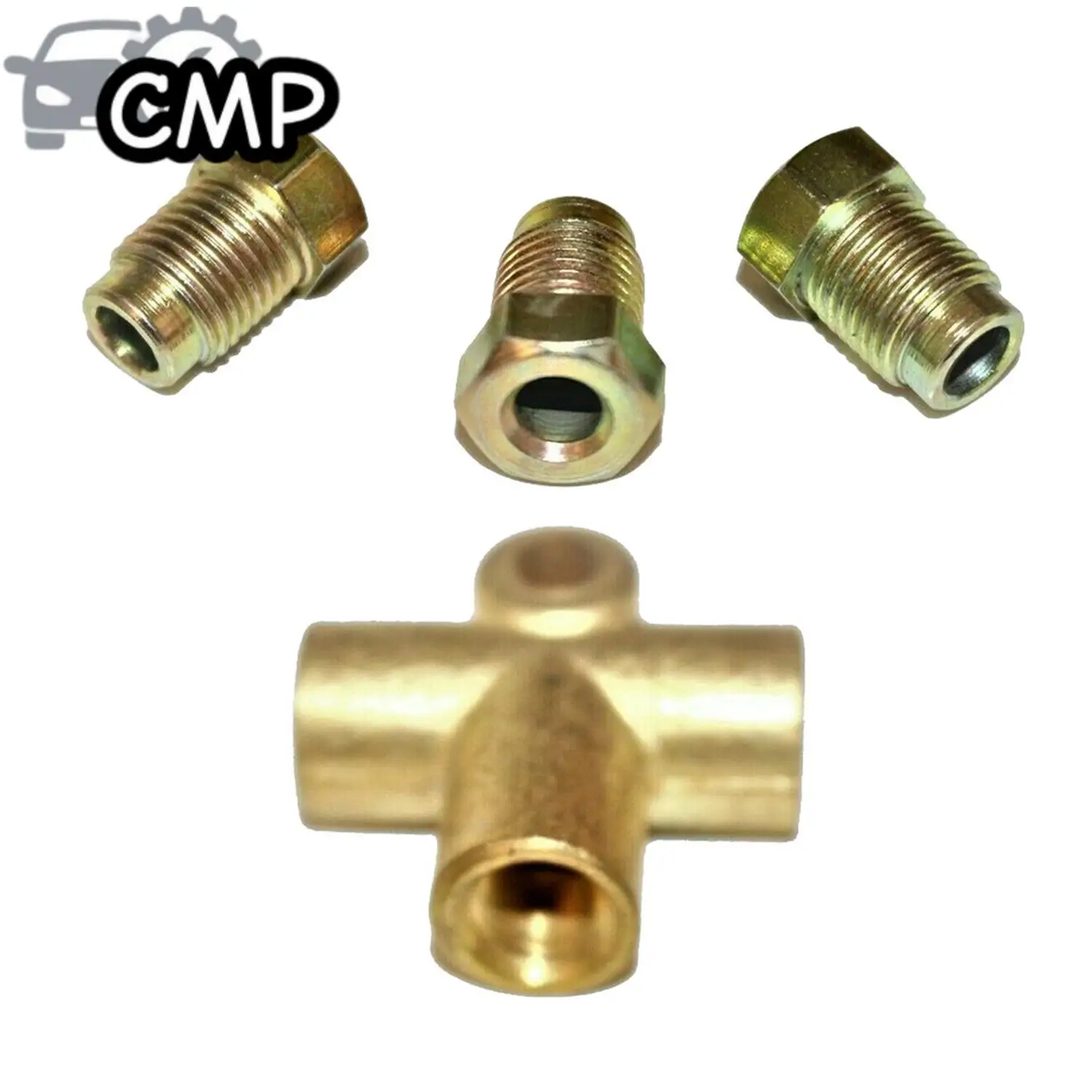

1set Universal T-shaped 3 Way Brake Nozzle With 3 Male Nuts Short Union Metric M10 3/16" Pipe 10mm Brake Hoses & Accessoires