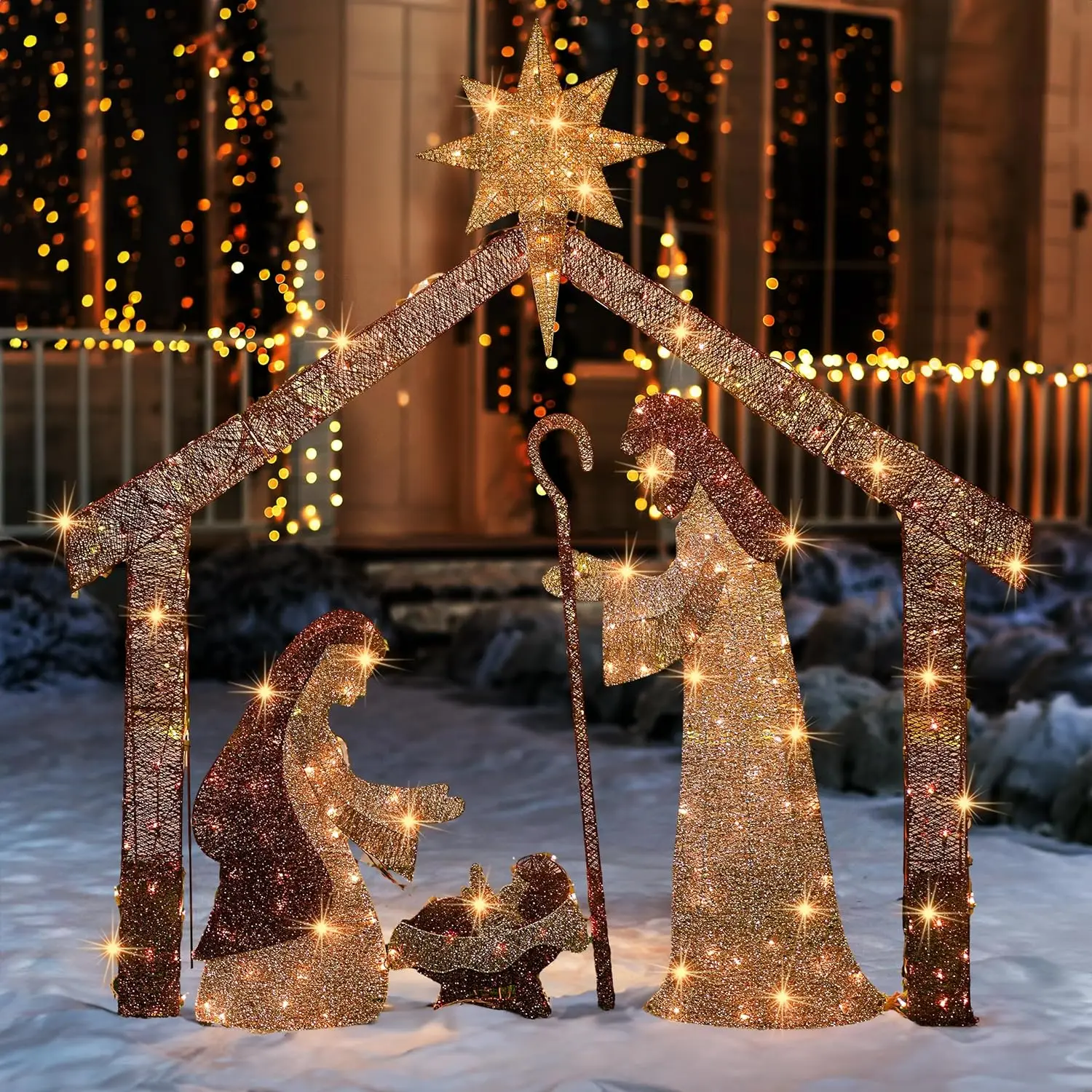 Christmas Nativity Scene Decorations Lighted Outdoor SceneChristmas Holy Family Yard DecorationIndoor Garden Yard Lawn Holiday