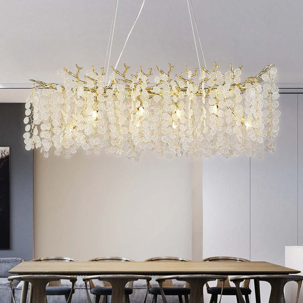 Modern  Chandeliers Gold Money Tree Branch Pendant Lighting Round Ceiling Light