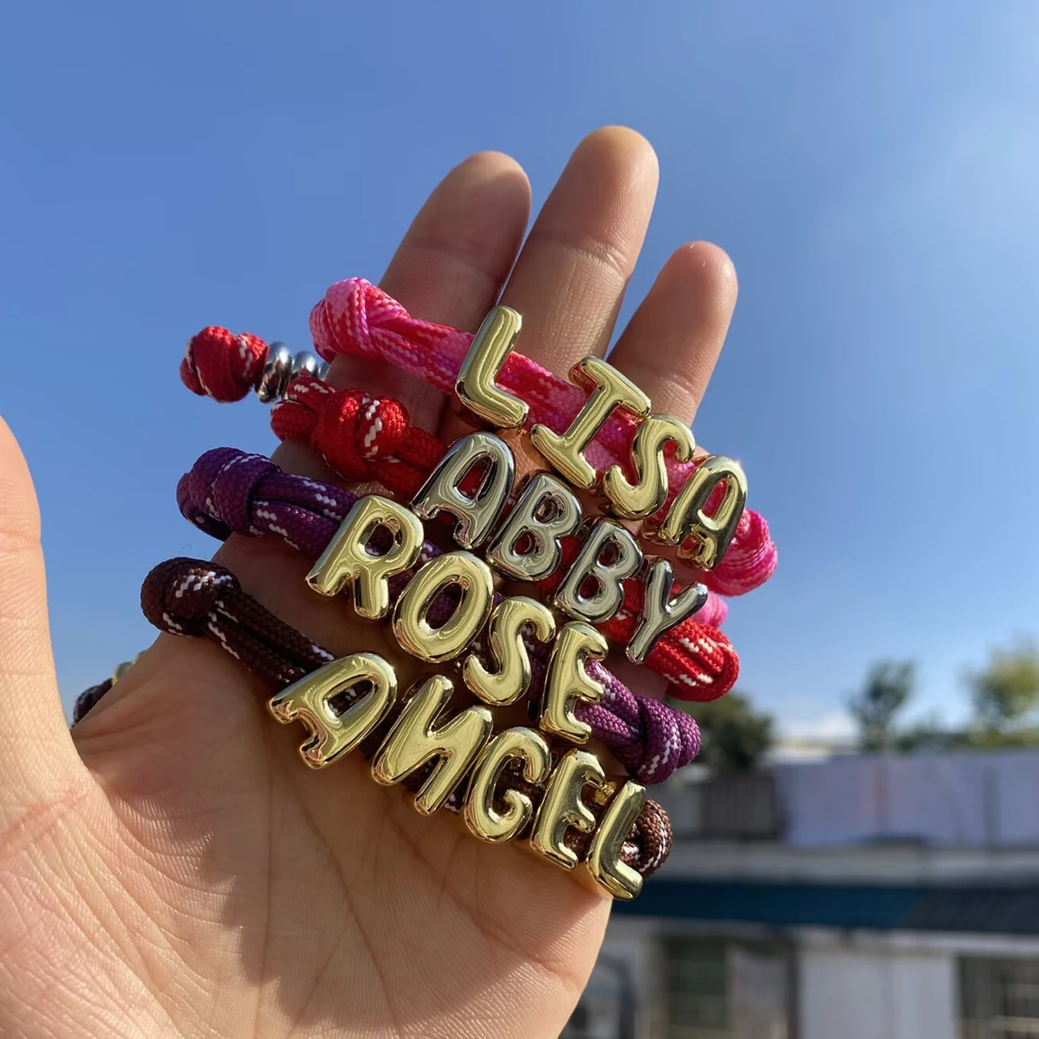 تخصيص نسج اسم سوار اليدوية DIY مضفر الملونة سلسلة أسماء سوار للنساء سحر مجوهرات من صلب لا يصدأ هدايا #2