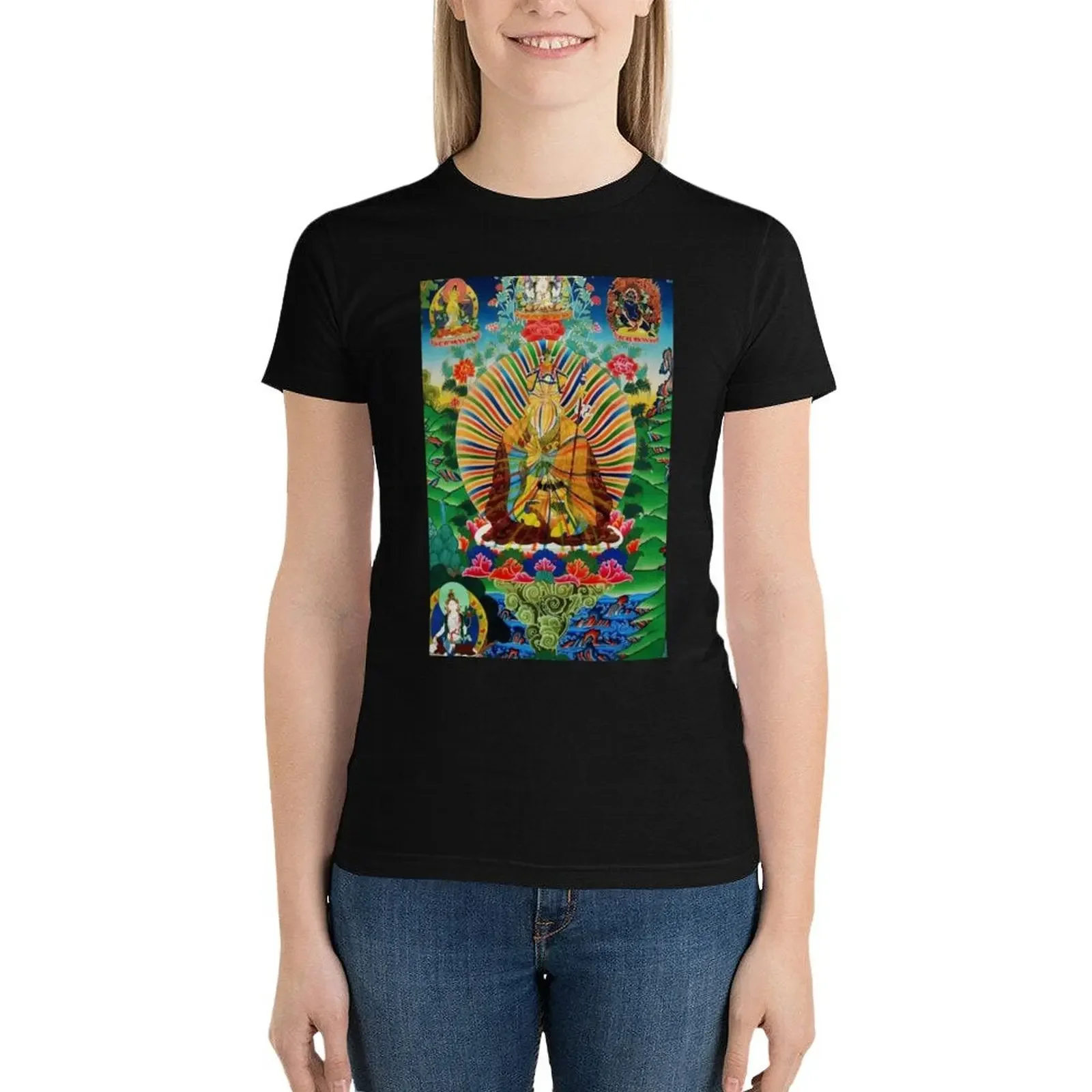 Dzogchen Buddhism - Rainbow Body - 02 T-Shirt Blouse funny hippie clothes summer clothes Women's summer blouses 2024