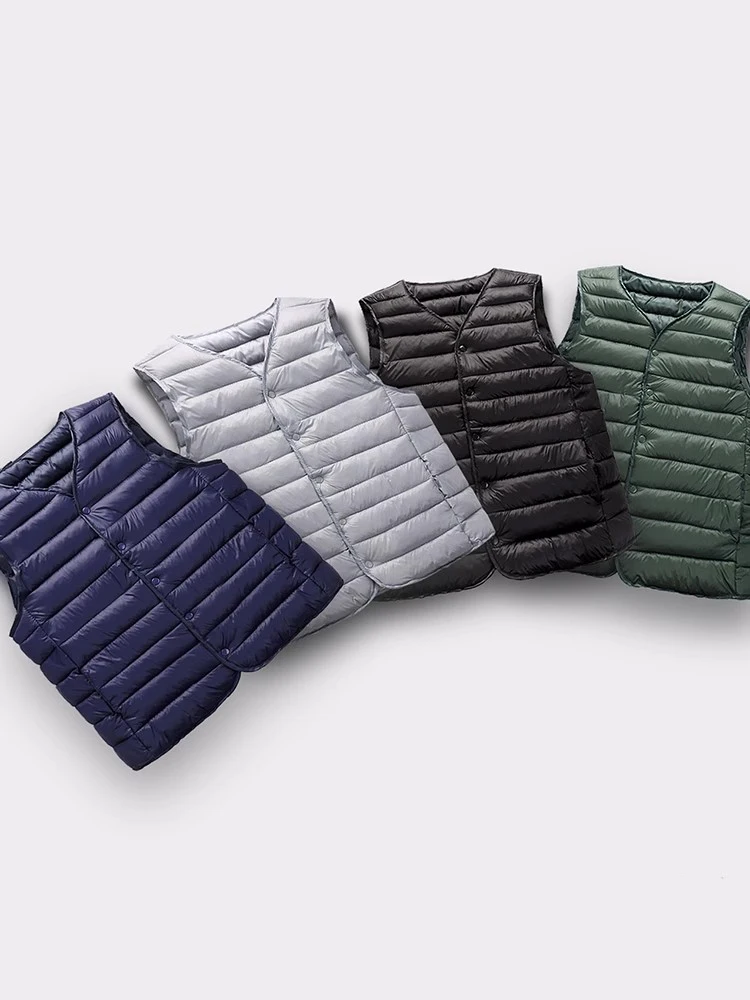 Gilets matelassés en coton pour hommes, vestes sans col, gilets rembourrés pour hommes, col en V, boutons, vêtements d'hiver, nouveau, 2023