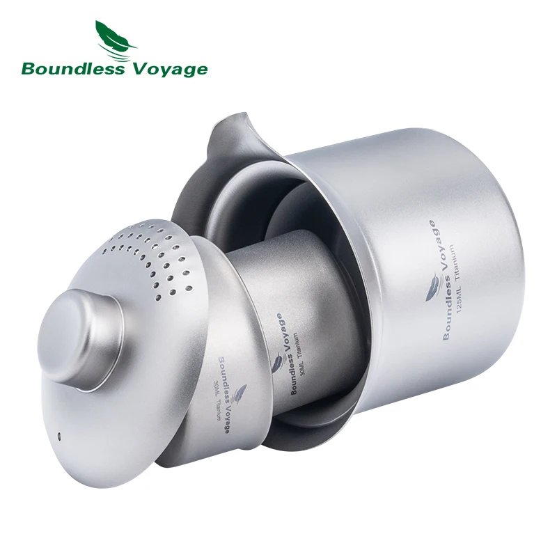 Boundless Voyage Titanium Tea Maker Double-Layer Teacup Lightweight Tea Set Outdoor Camping Portable Tea Pot Portable Travel Cup - Image 4