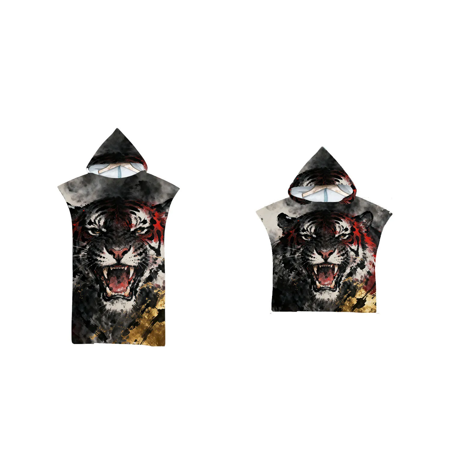 

Пляжное пончо унисекс с капюшоном Cool Tiger для взрослых и детей, халат для плавания, сауна для серфинга, спа, праздничный подарок на день рождения, Прямая доставка