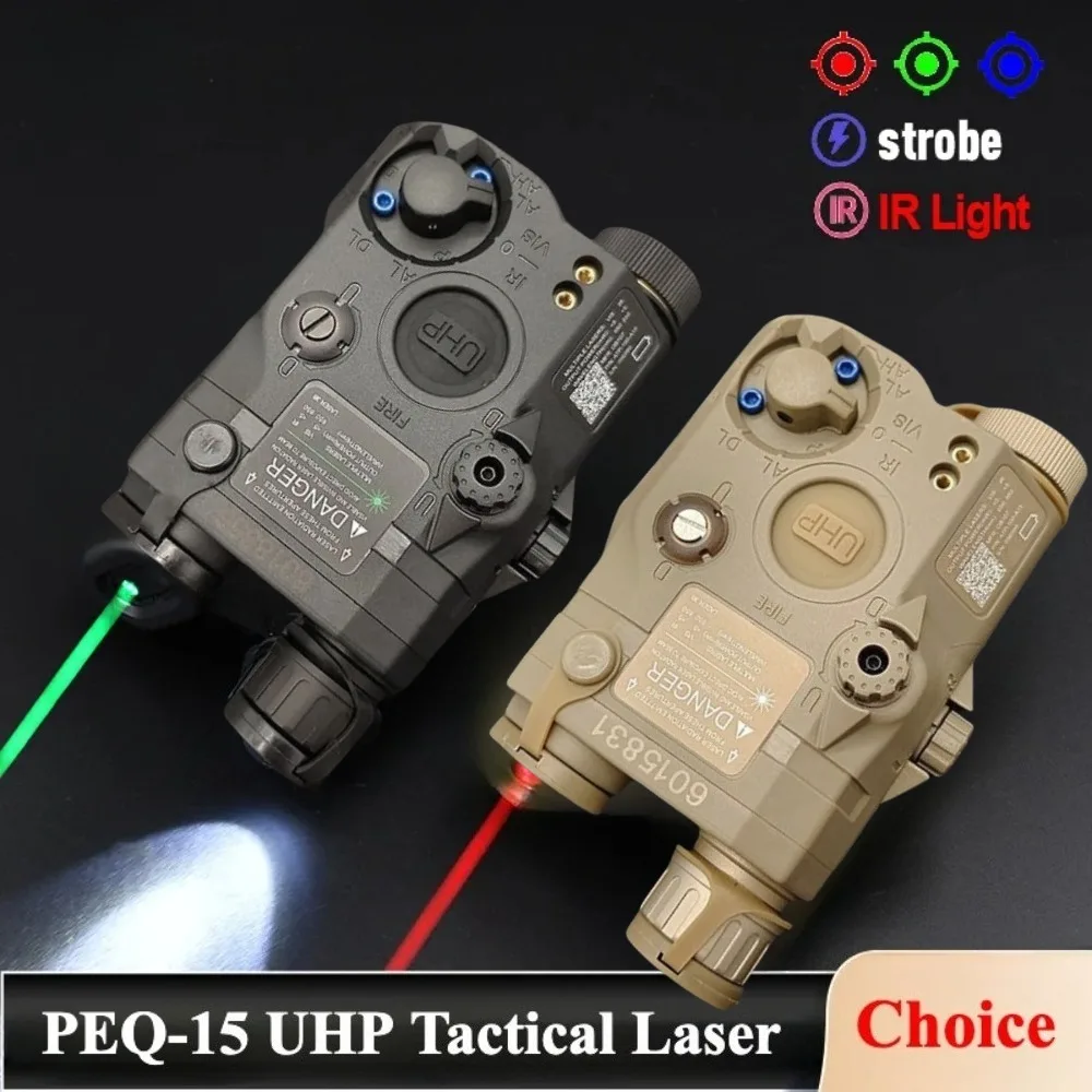 PEQ 15 Tactical Red Green Dot LED Flashlight Weapon Scout Light with Dual Control Switch for 20mm Picatinny Rail AR15 M4