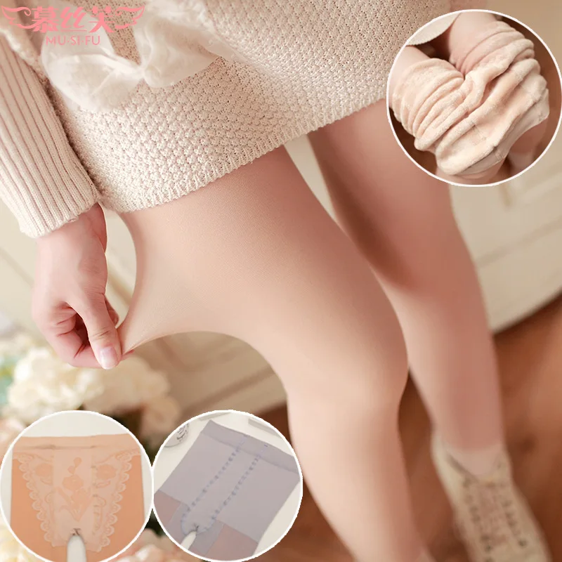 

1pcs New Fashion Winter Warm Sexy Women Pantyhose Hot Female With Thickened Double Plate Through Fake Meat Warm Pantyhose