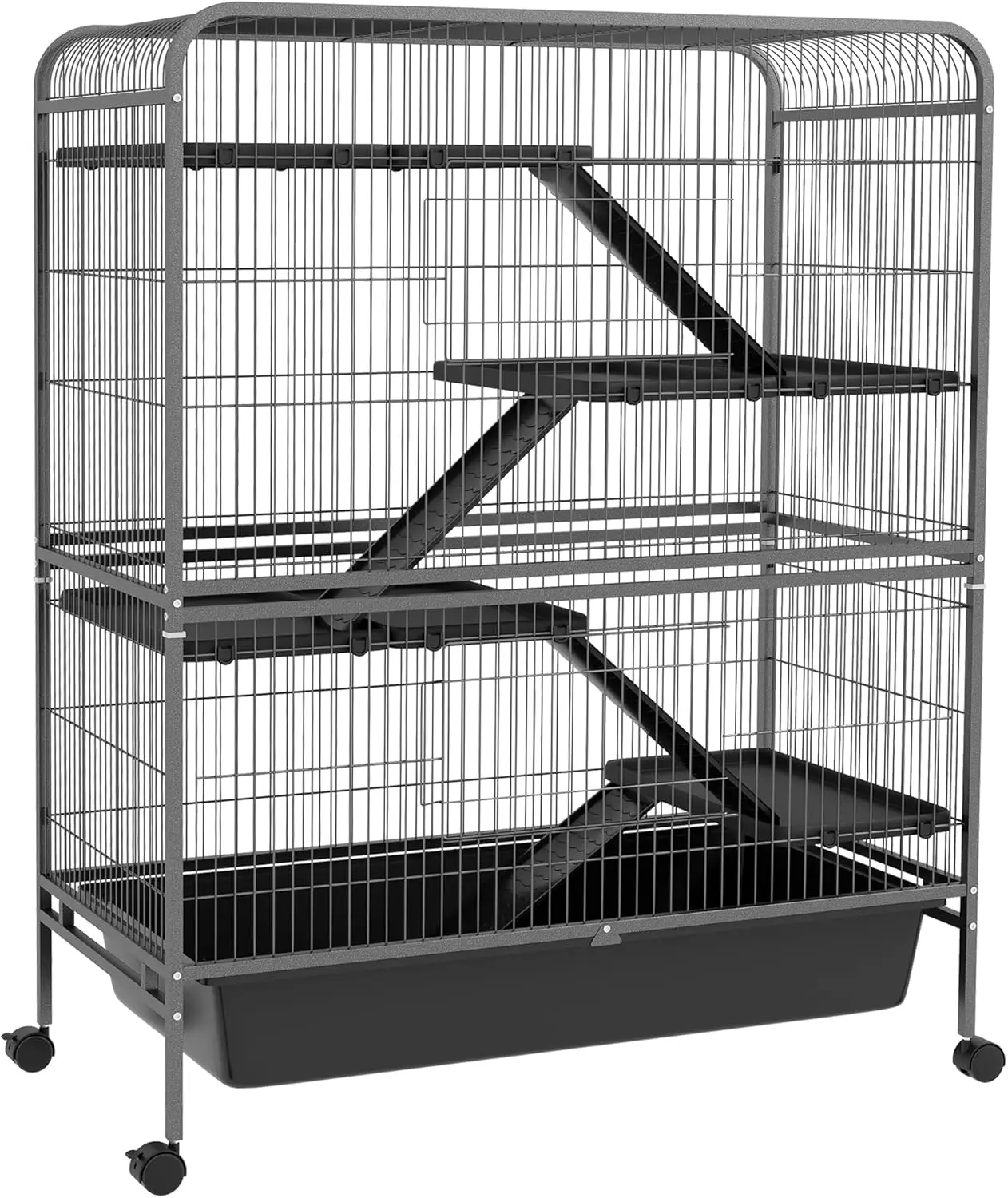 53.5" Small Animal Cage 5-Level Metal Ferret or Bunny Cage with Wheels Chinchilla Cage with Removable Tray 2 Front Doors