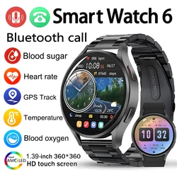 Reloj inteligente Galaxy 6 Original para hombre, dispositivo con rastreador deportivo, GPS, Pantalla AMOLED, siempre a prueba de agua, con azúcar en la sangre, 2024