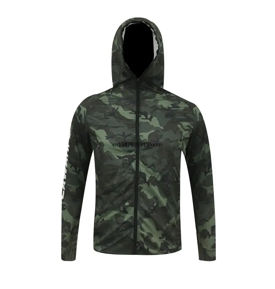 Hiking Sports Jersey Hooded Men's Outdoor Sublimation Printing Breathable Long Sleeve Fishing Anti-UV UPF 50+ Clothes