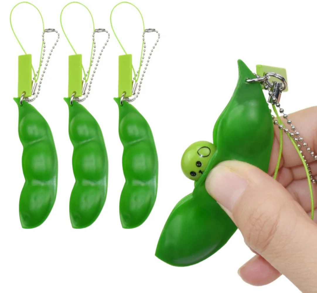 Fidget Toys Decompression Edamame Toys Antistress Toy Infinite Peanut Peas Beans Keychain Fidget Squishy Decompression Toys