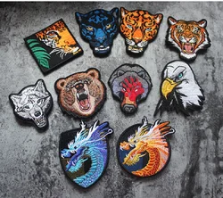 New Military Delicate 3D Embroidered Animal Dragon Arm Tiger Head Tactical Badge Wolf Roar Armband With Hook Back For Backpack C