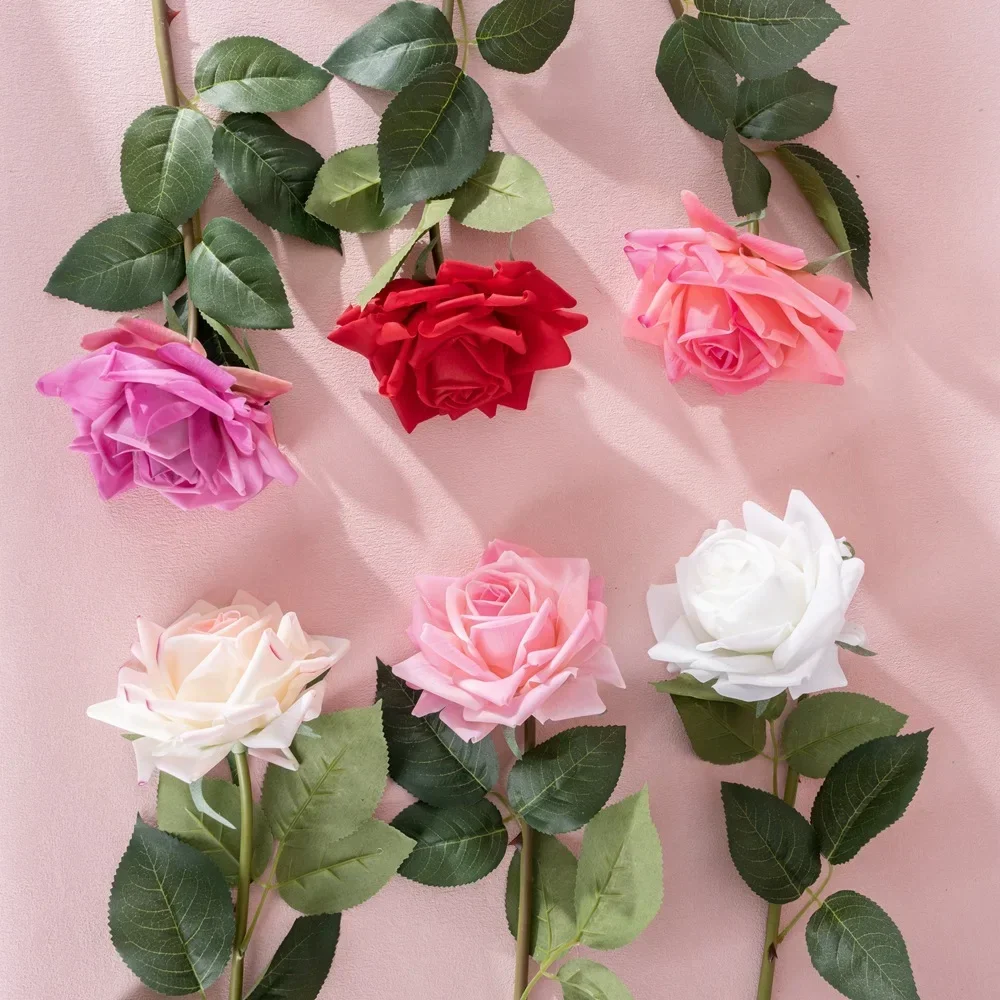 

5Pcs Moisturizing Rose Artificial Real Touch Flowers Bridal Bouquet Wedding Decor Rose Home Birthday Party Valentine's Day Gift